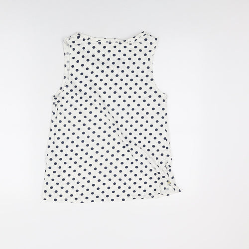 Sfera Womens White Polka Dot Cotton Basic Tank Size L Round Neck