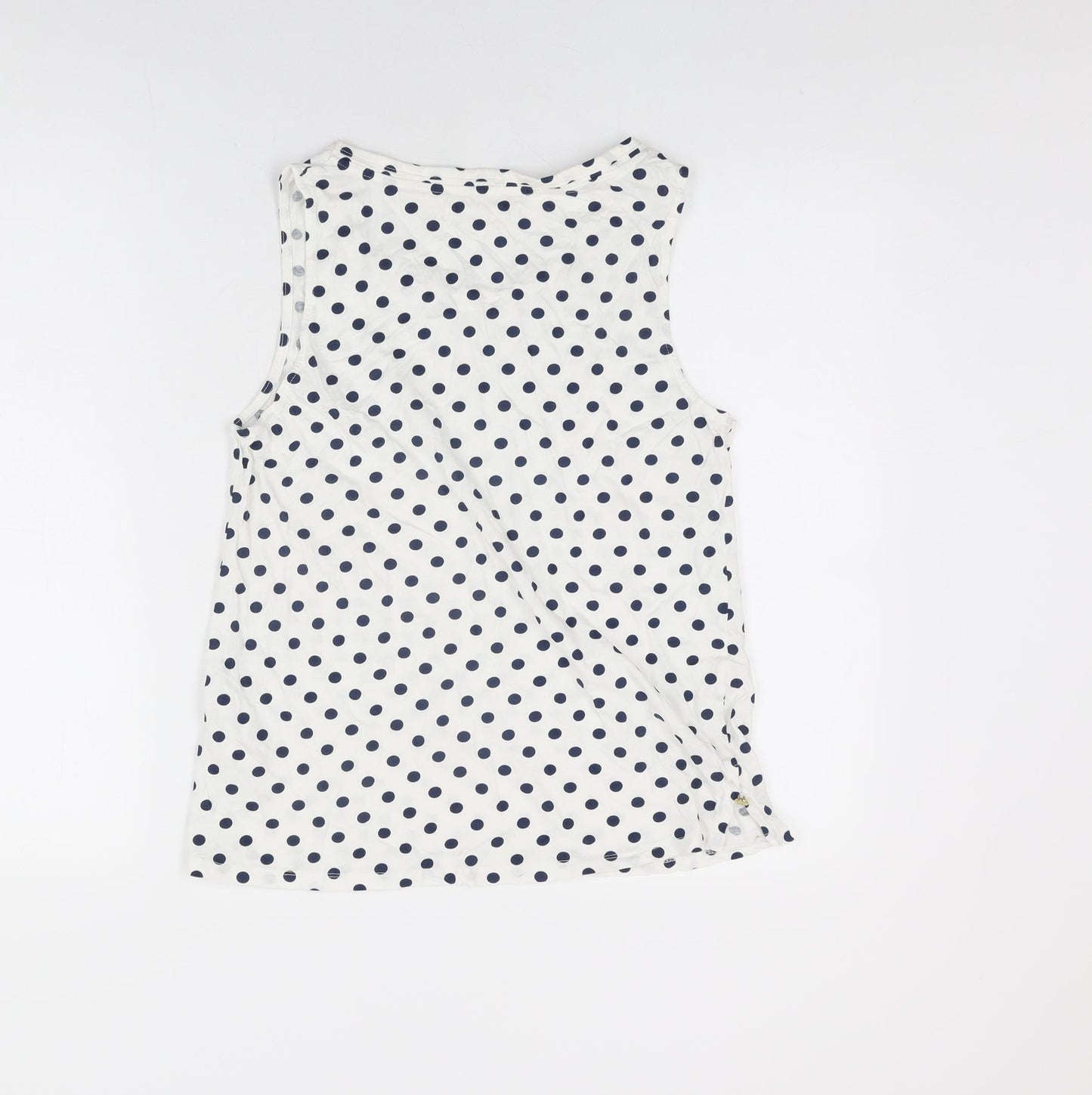 Sfera Womens White Polka Dot Cotton Basic Tank Size L Round Neck