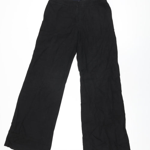 French Connection Womens Black Linen Trousers Size 8 L32 in Regular Zip