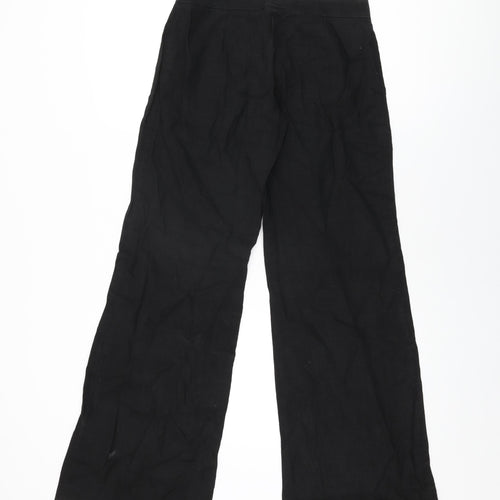 French Connection Womens Black Linen Trousers Size 8 L32 in Regular Zip