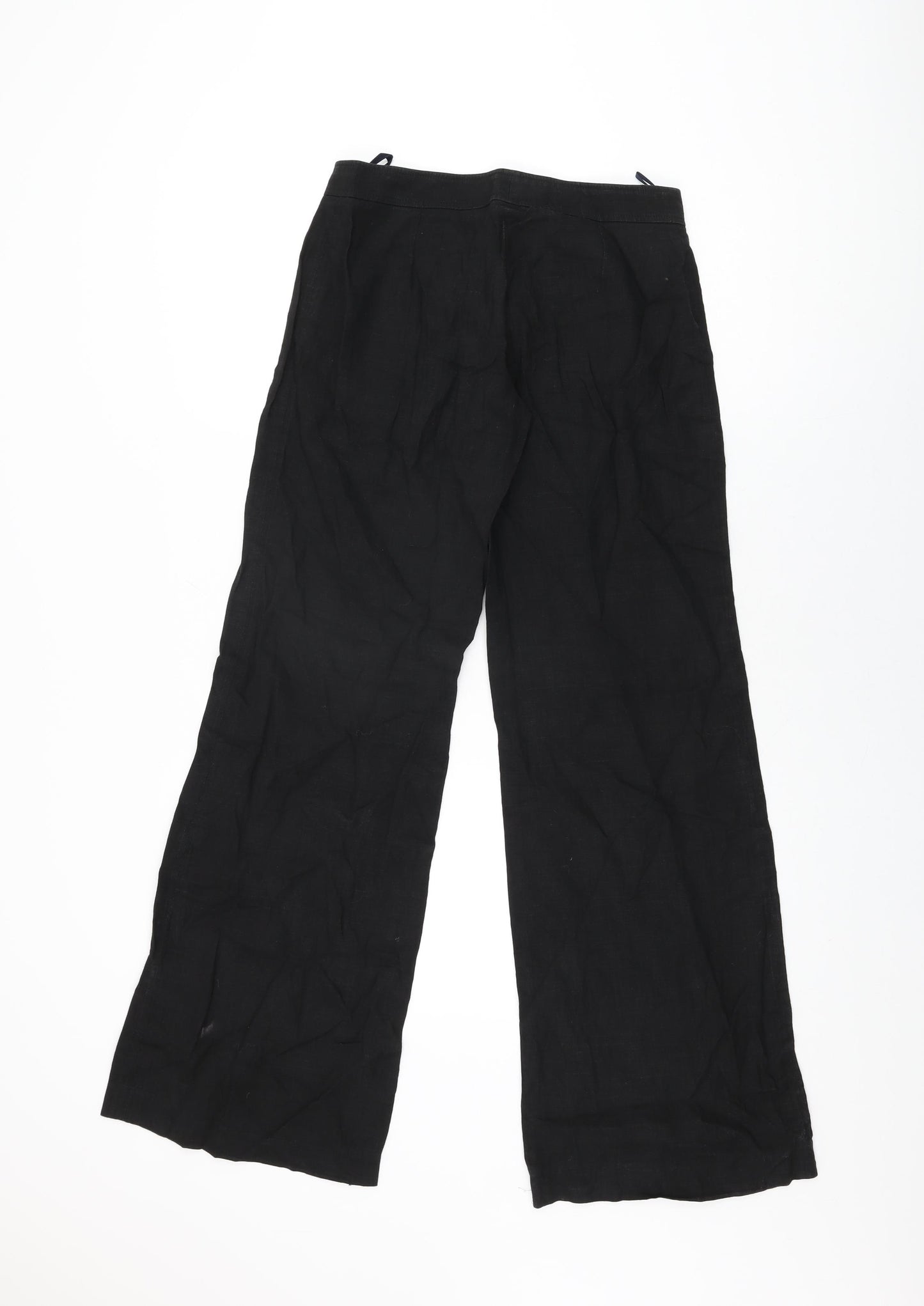 French Connection Womens Black Linen Trousers Size 8 L32 in Regular Zip