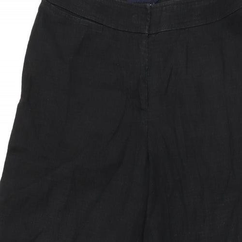 French Connection Womens Black Linen Trousers Size 8 L32 in Regular Zip