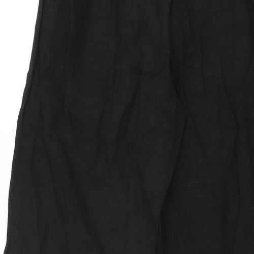 French Connection Womens Black Linen Trousers Size 8 L32 in Regular Zip