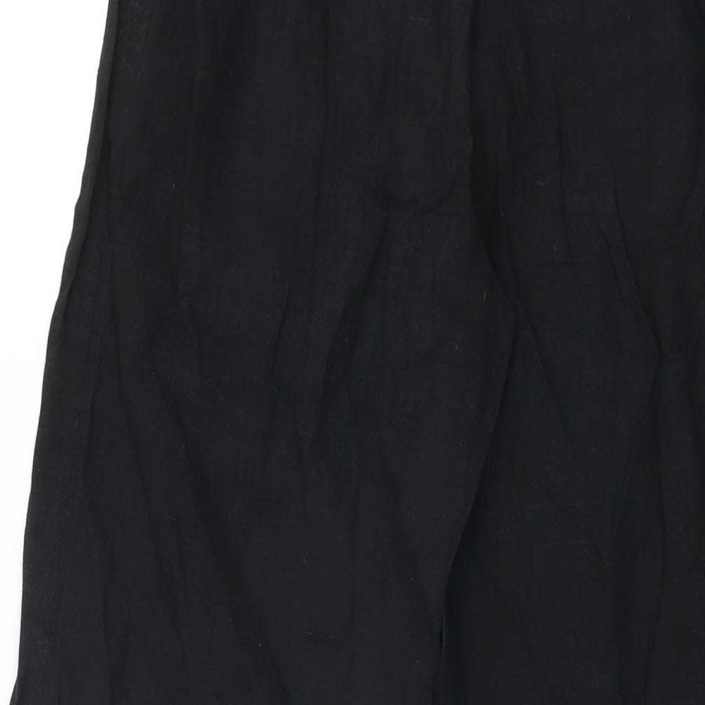 French Connection Womens Black Linen Trousers Size 8 L32 in Regular Zip