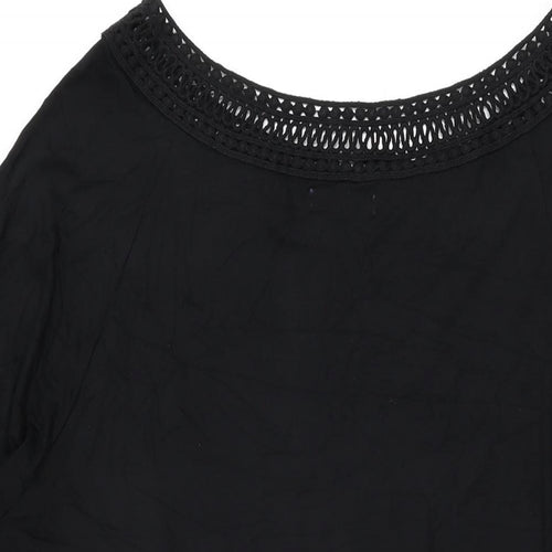 Fantasie Womens Black Viscose Basic T-Shirt Size L Boat Neck