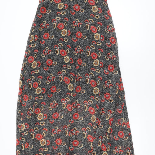 Boohoo Womens Black Floral Polyester Shift Size 8 Round Neck Pullover