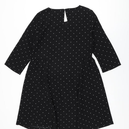 VERO MODA Womens Black Polka Dot Polyester Shift Size M Round Neck Button