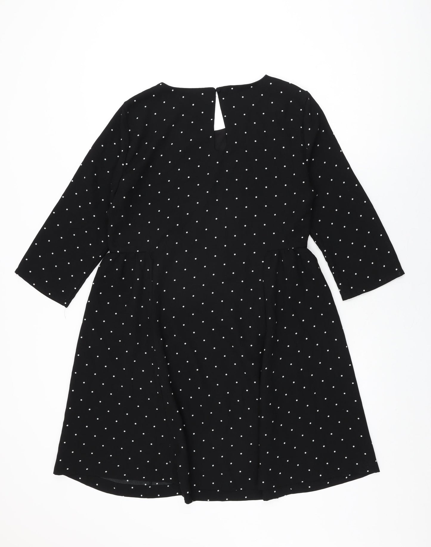 VERO MODA Womens Black Polka Dot Polyester Shift Size M Round Neck Button