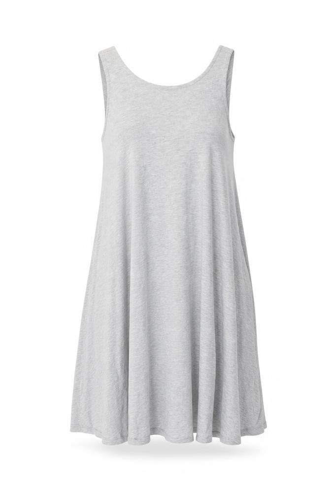 Front view of H&M women’s grey polyester shift, size UK 8, round neck pullover