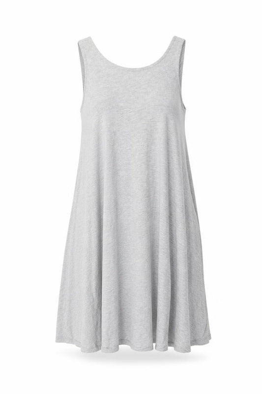 Front view of H&M women’s grey polyester shift, size UK 8, round neck pullover