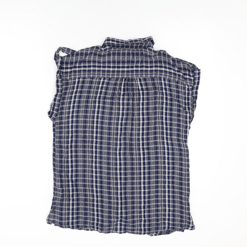 NEXT Womens Blue Geometric Viscose Basic Button-Up Size 12 Collared