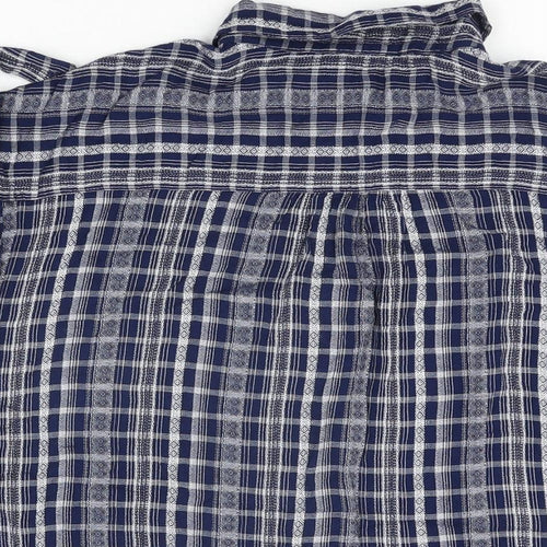 NEXT Womens Blue Geometric Viscose Basic Button-Up Size 12 Collared