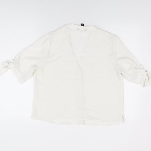 New Look Womens White Polyester Basic Button-Up Size 14 V-Neck