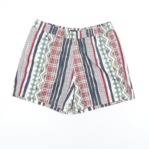 Designed to Adapt Mens Multicoloured Geometric Polyester Bermuda Shorts Size M Regular Drawstring - Swim Short