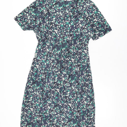 Jigsaw Womens Blue Geometric Lyocell Shift Size M Round Neck Zip