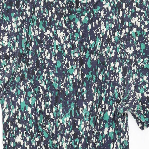 Jigsaw Womens Blue Geometric Lyocell Shift Size M Round Neck Zip