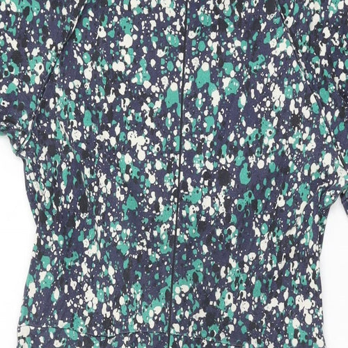 Jigsaw Womens Blue Geometric Lyocell Shift Size M Round Neck Zip