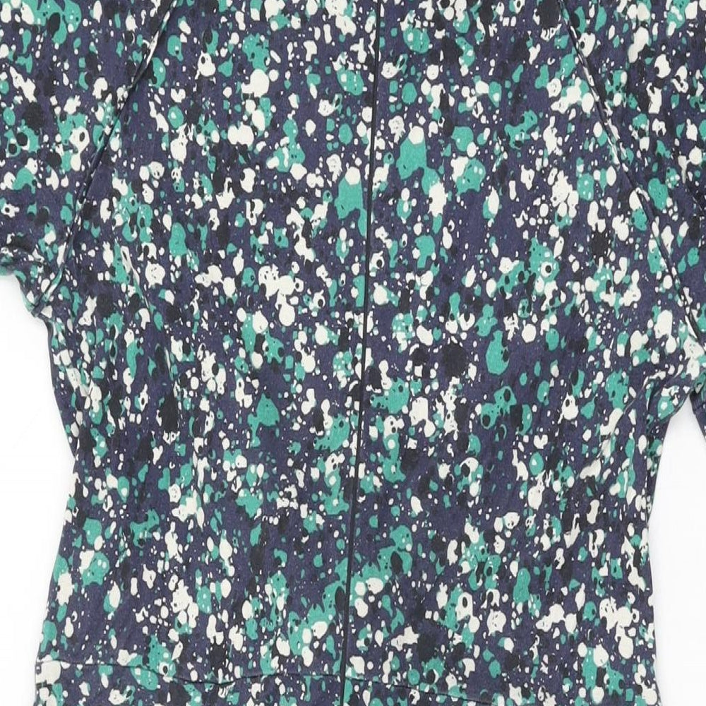 Jigsaw Womens Blue Geometric Lyocell Shift Size M Round Neck Zip