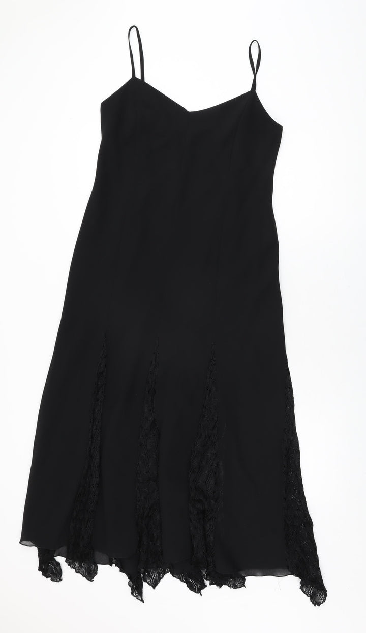 Roman Womens Black Polyester Shift Size 14 V-Neck Pullover