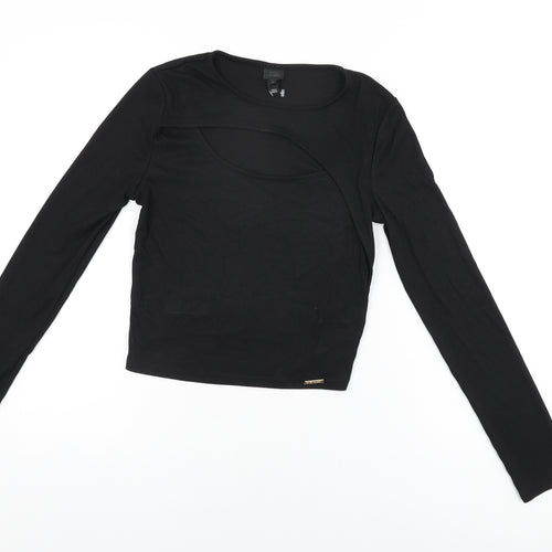 River Island Womens Black Polyester Basic T-Shirt Size 8 Round Neck
