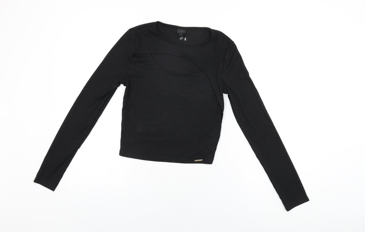 River Island Womens Black Polyester Basic T-Shirt Size 8 Round Neck