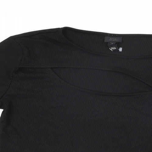 River Island Womens Black Polyester Basic T-Shirt Size 8 Round Neck