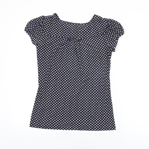 Marks and Spencer Womens Blue Geometric Polyester Basic Button-Up Size 12 Round Neck