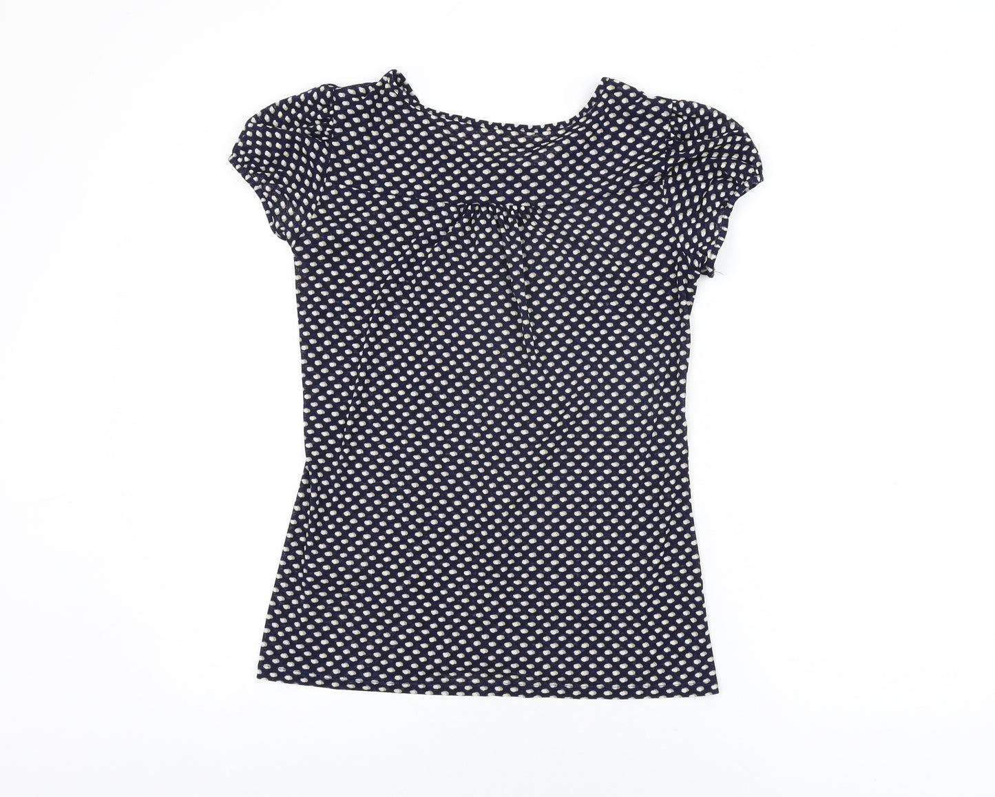 Marks and Spencer Womens Blue Geometric Polyester Basic Button-Up Size 12 Round Neck