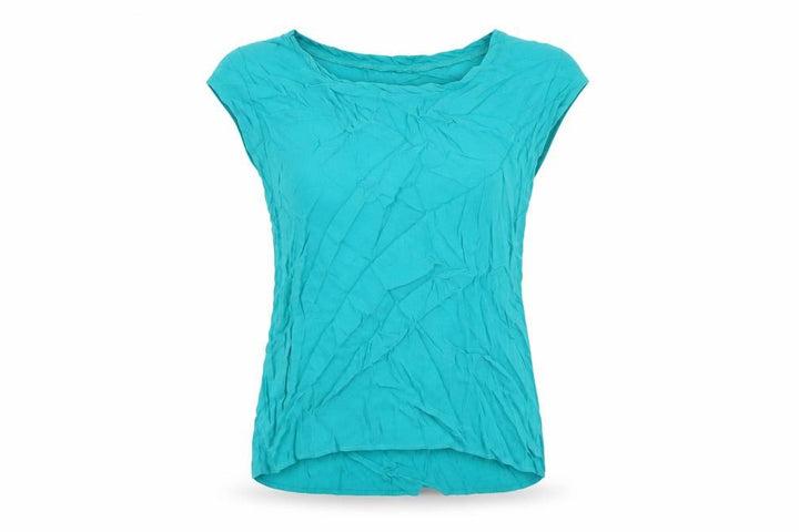 Mango Womens Blue Viscose Basic T-Shirt Size XS Round Neck