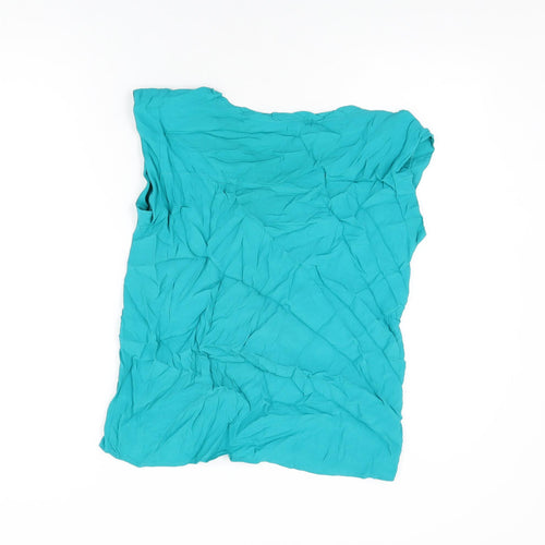 Mango Womens Blue Viscose Basic T-Shirt Size XS Round Neck