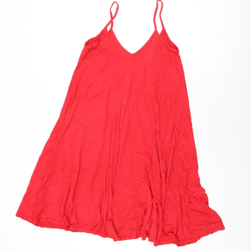 Boohoo Womens Red Viscose Shift Size 8 V-Neck Pullover