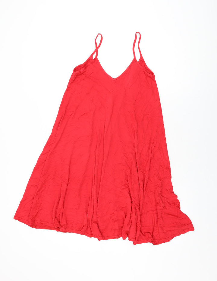 Boohoo Womens Red Viscose Shift Size 8 V-Neck Pullover