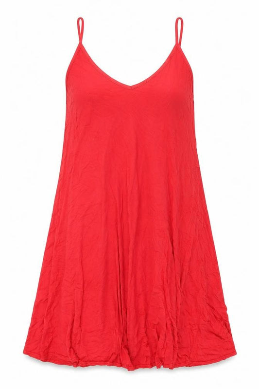 Front view of Boohoo women’s red viscose shift, size UK 8, v-neck pullover