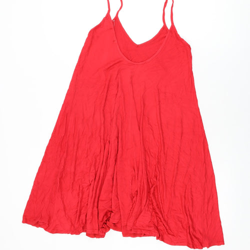 Boohoo Womens Red Viscose Shift Size 8 V-Neck Pullover
