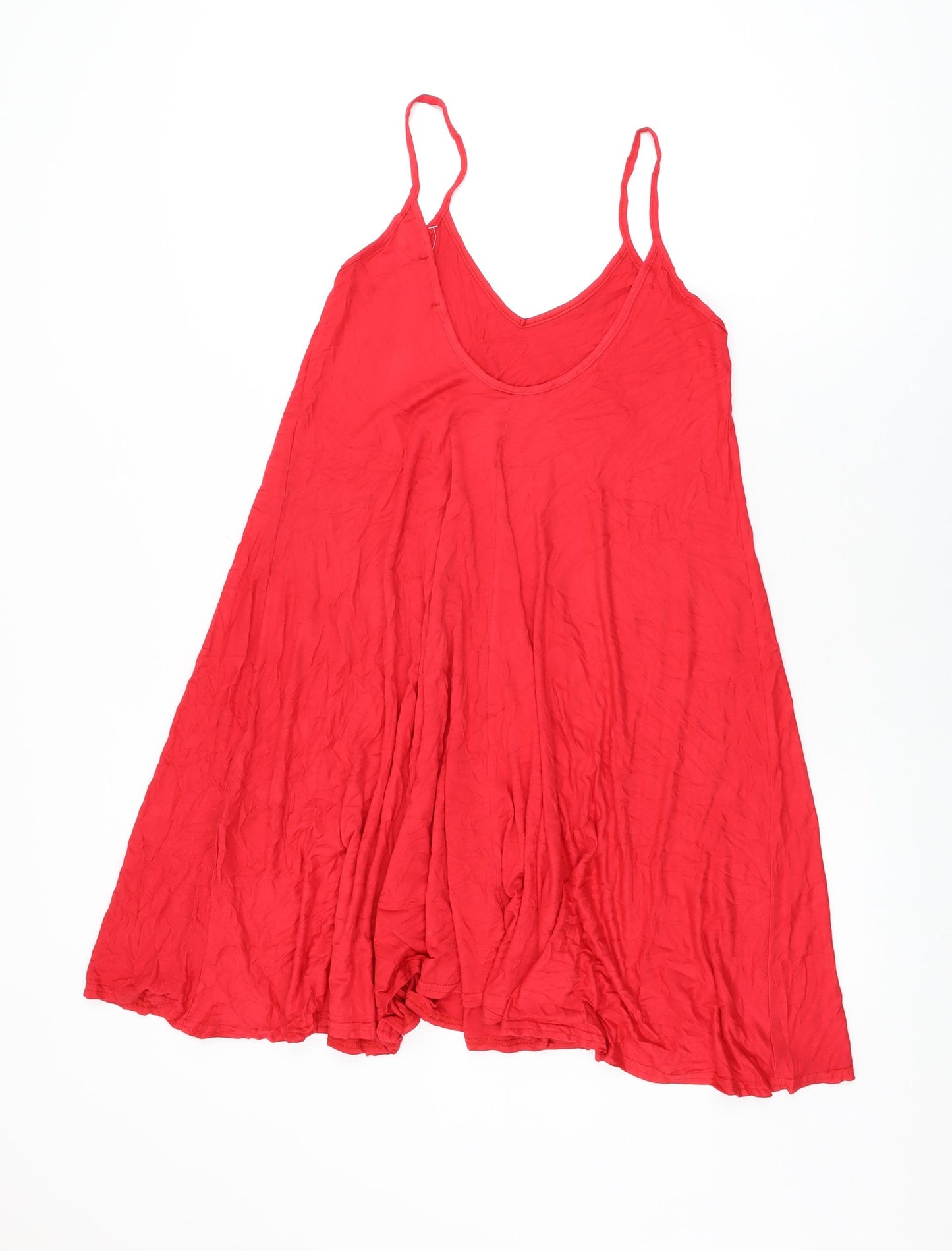 Boohoo Womens Red Viscose Shift Size 8 V-Neck Pullover