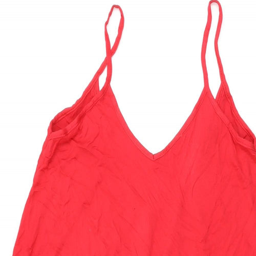 Boohoo Womens Red Viscose Shift Size 8 V-Neck Pullover