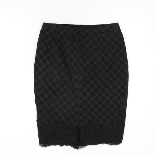 Marks and Spencer Womens Black Geometric Polyester Straight & Pencil Skirt Size 12 Zip
