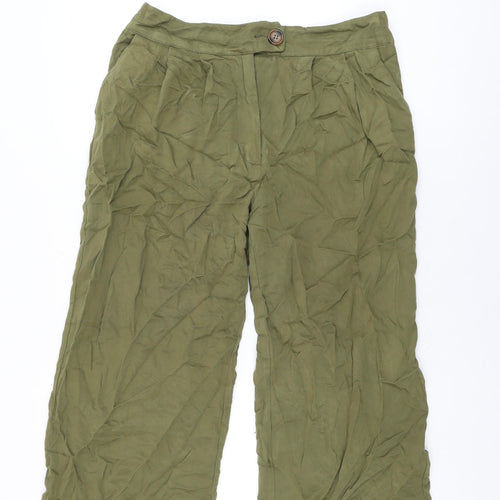Warehouse Womens Green Viscose Trousers Size 14 L24 in Regular Zip