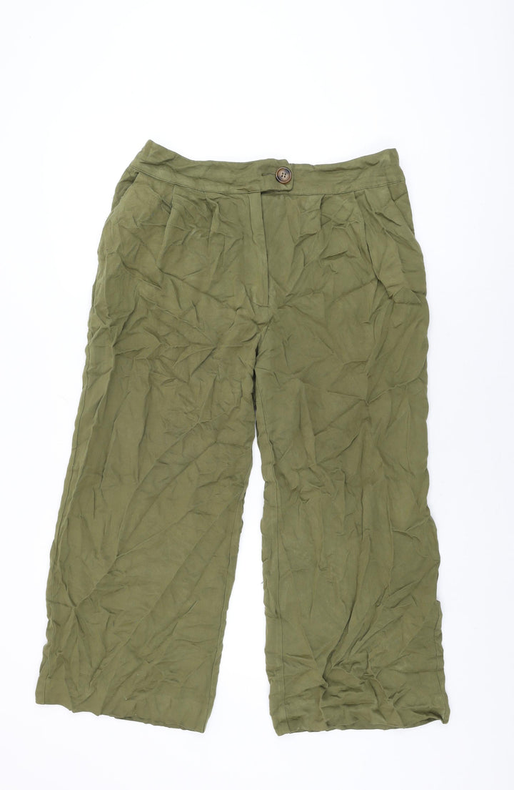 Warehouse Womens Green Viscose Trousers Size 14 L24 in Regular Zip