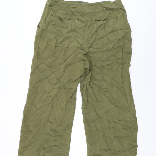 Warehouse Womens Green Viscose Trousers Size 14 L24 in Regular Zip