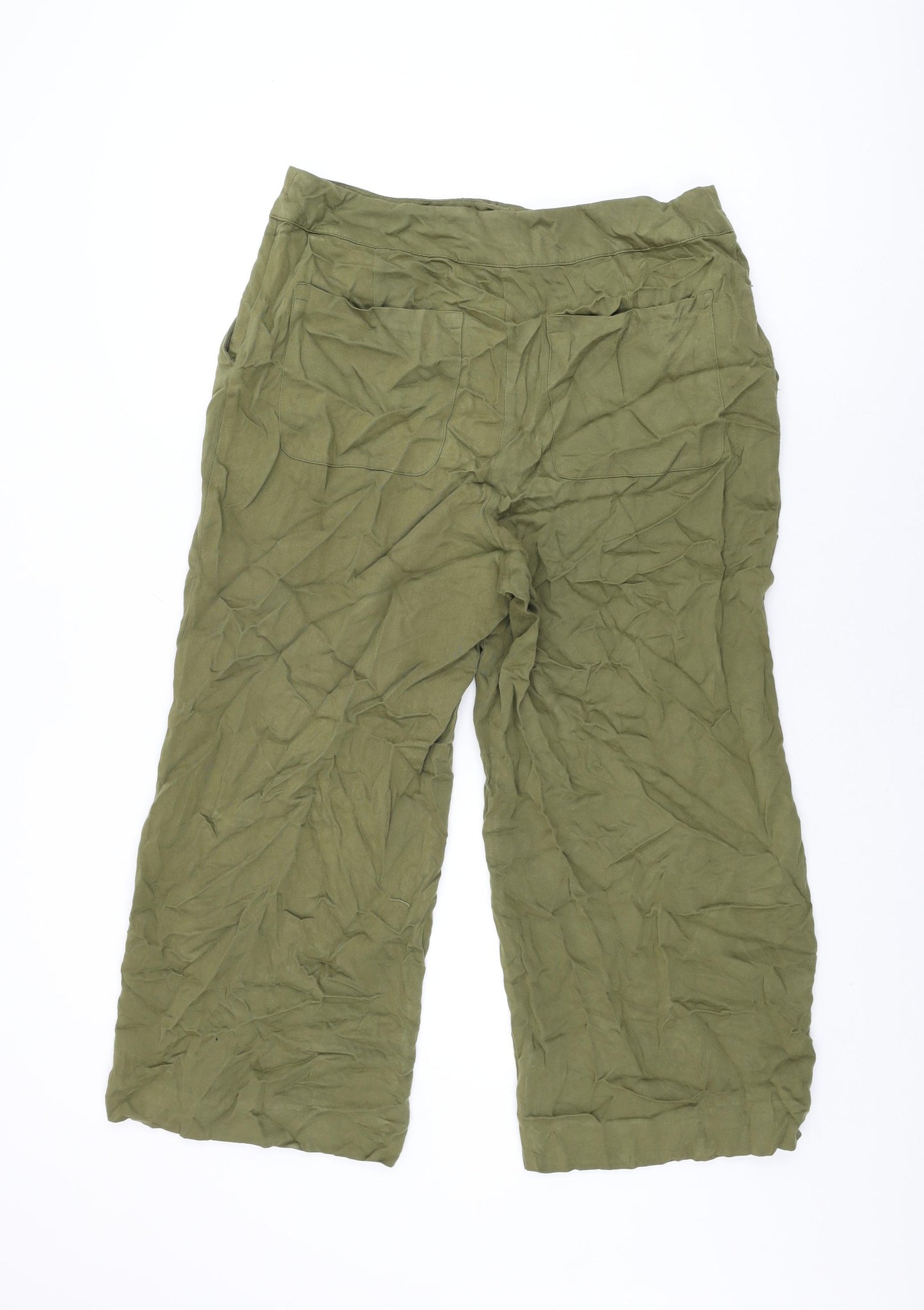 Warehouse Womens Green Viscose Trousers Size 14 L24 in Regular Zip
