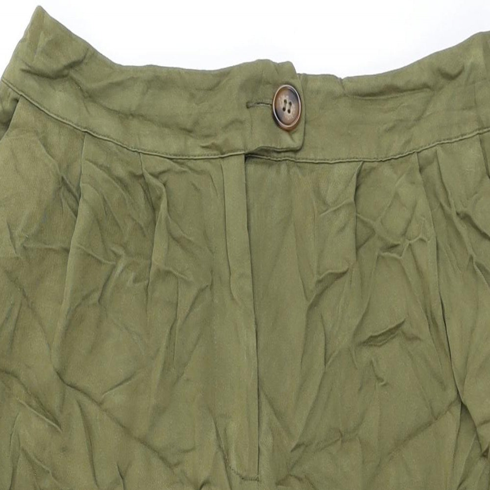 Warehouse Womens Green Viscose Trousers Size 14 L24 in Regular Zip