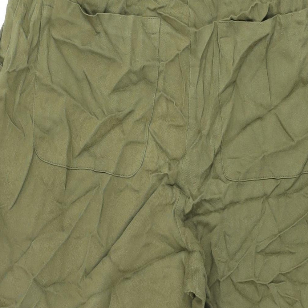 Warehouse Womens Green Viscose Trousers Size 14 L24 in Regular Zip