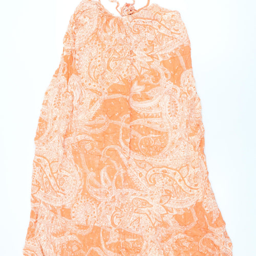 ASOS Womens Orange Geometric Viscose Shift Size 6 Round Neck Tie