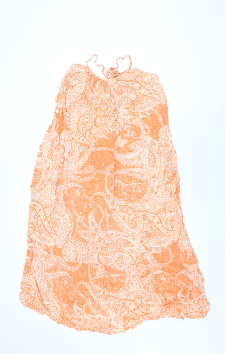 ASOS Womens Orange Geometric Viscose Shift Size 6 Round Neck Tie