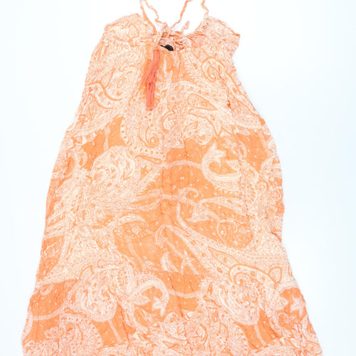 ASOS Womens Orange Geometric Viscose Shift Size 6 Round Neck Tie