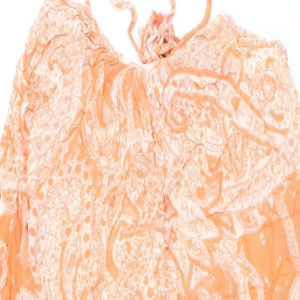 ASOS Womens Orange Geometric Viscose Shift Size 6 Round Neck Tie