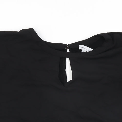 Warehouse Womens Black Polyester Basic T-Shirt Size 10 Round Neck