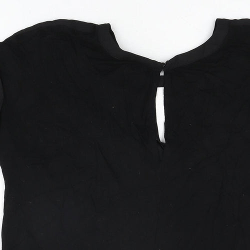 Warehouse Womens Black Polyester Basic T-Shirt Size 10 Round Neck