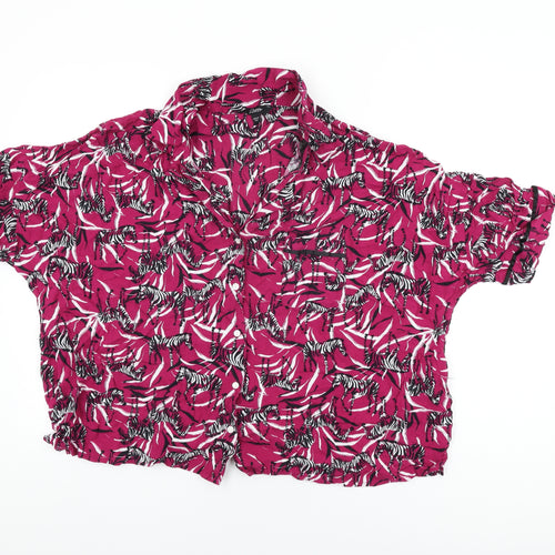 Pretty Secrets Womens Pink Geometric Viscose Top Pyjama Top Size 24 Button - Zebra Print